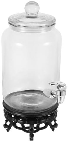 Garneck Glass Wine Making Bottle 5l Beverage Container with Abs Tap and Decorative Base Sealed Wine Canister for Home Brewing