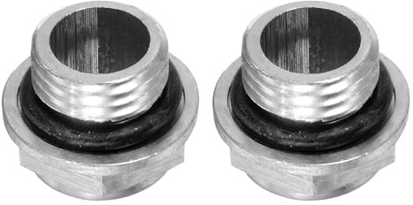 QUARKZMAN 2Pz Vetro Spia Olio Compressore Aria 14 x 1.5mm Filettatura Maschio Indicatore Plastica Livello Vista Liquido Lega Alluminio Testa Esagonale Finestra con O-Ring Raccordi, Argento
