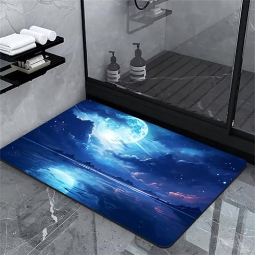 Badezimmerteppich, Badematte Rutschfest Badematte Stein, Badteppich Badvorleger Rutschfest Waschbar, Badematten Bad Teppich Badezimmer Teppiche, Bathroom Bath Mat, Badematte Maritime Teppich 100x150cm