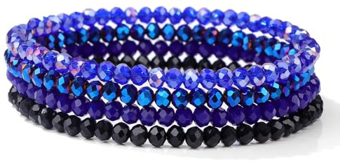 Hrlace Perlenarmband 4 Stück Kristall Stretch-Armband Kristallperlen Heilstein Armband Glücksarmband Boho Bunt Stapelbare Modeschmuck, Muttertagsgeschenk für Frauen