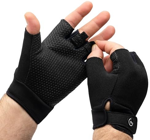 GALTOM Guanti Palestra Uomo e Donna, Microfibra Resistente, Colore Nero, Antiscivolo, Design Ergonomico per Allenamenti Fitness Intensivi