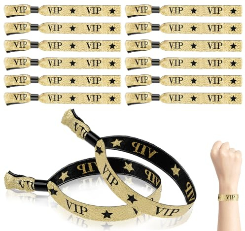VIP Einlassbänder Stoff, 30 Stück Verstellbare Eintrittsbänder | VIP Bändchen Schwarze Goldene für Partys Konzerte Geburtstag Hochzeit Vergnügungsparks