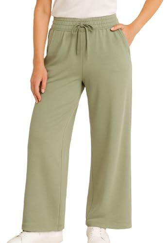 Spyder Womens Pants - Double Knit Wide Leg Pants Woman with Pockets Drawstring Waistband Joggers Sweatpants Women, Size Large, Light Olive