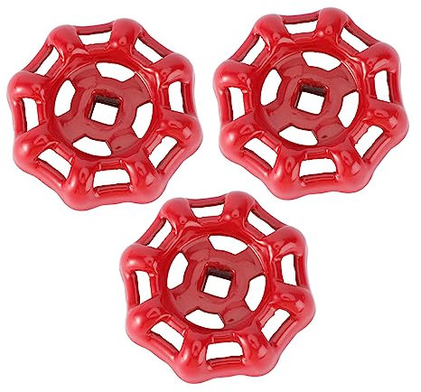 POPETPOP 3stücke Absperrventil Griff Gusseisen Handrad Metall Kugelhahn Handrad Rot Langlebig Flachboden Design Einfache Bedienung Für Wasserhahn Ersatzteile