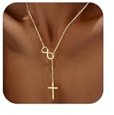 HARJJME Y Kette Gold Silber Damen 14K Vergoldete Lange Kette Damen Wasserfest Lang Halskette mit Cubic Zirkonia Anhänger Charm Ketten Sommer Modeschmuck Geschenke für Frauen Mädchen