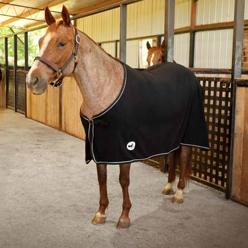 Jeffers Equine Elite Fleecedecke für Pferde, 200 cm, weich, verstellbare Passform, leicht, pflegeleicht, feuchtigkeitsableitend, kühlendes Bettlaken mit Sattelgurt, für nach dem Training, Reisen für
