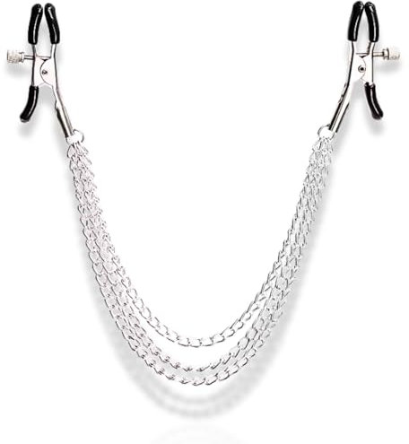 Giocattoli per Capezzoli BDSM, Morsetti per Capezzoli in Metallo Regolabili, Clip BDSM per Giochi per Adulti, Clip per Capezzoli Regolabili Seno, Gioielli per il Corpo Non Piercing (Argento)