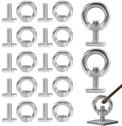 DTLLCZP Arandelas de amarre para remolques, 12 unidades, M8 x 25 mm, tornillos de acero inoxidable, tuerca de mariposa y tuerca anular, tornillos de cabeza de martillo, ojales para invernadero, ayuda