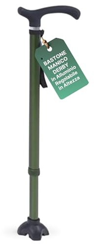 REMEDIA ONE Bastone per Anziani in Alluminio con Manico Derby, Verde
