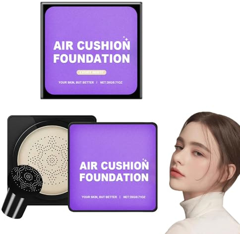 Mushroom Head Air Cushion CC Cream, Serentia Cream Flawless Radiant Skin Instantly, Matte Foundation for Oily Skin, BB Cream Waterproof Air Cushion, Oil Control Skin-Friendly Concealer (Ivory)
