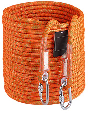 WOTZOV Kletterseil, 16 mm, orange, für den Außenbereich, Kletterseil für Luftarbeiten, Rettungsseil, Abseilseil für Bergabenteuer, Bergsteiger-Abenteuerseil, Camping-Rettungsaus,Orange 80m