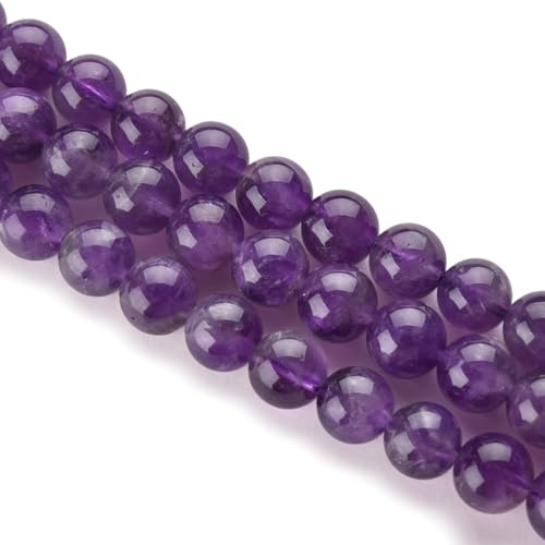 Perle di pietra naturale di ametista viola a forma di gemma per fai da te, 38,1 cm (ametista viola, 10 mm)