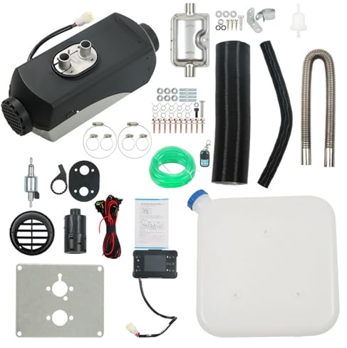 Riscaldatore d'aria split bianco e nero, riscaldamento da parcheggio, riscaldatore a una presa con interruttore LCD, telecomando di ricambio per auto, camion, camper, autobus, rimorchi per barche, 1