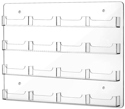 YsXoWiui Visitenkartenhalter Acryl Visitenkarten Wandhalter Mehrfachkartenhalter Aufbewahrung Ständer Wandmontiert mit Mehreren Fächern Aus Stabilem Acryl für, 16 Taschen
