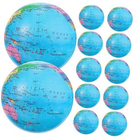NOLITOY 12 pièces Balles Anti-Stress Globe Terre pour Garçon Fille Résistant à Usure Réducteur Anxiété et Relaxation