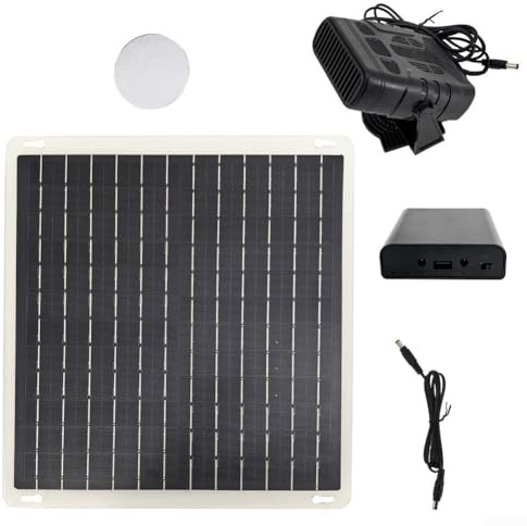 10W Solarpanel Auto Heizung, Heizlüfter mit Akku, Tragbarer Heizung und Defroster, Scheibenheizung für Camper LKW PKW