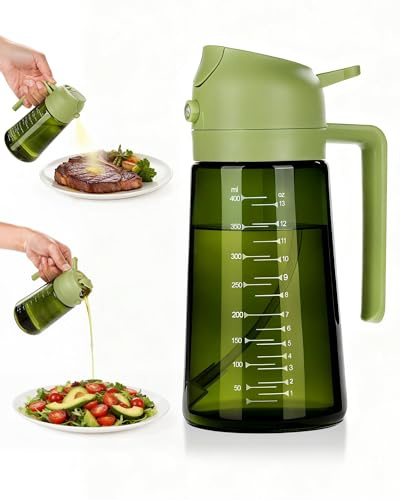 Acual Oil Spray Bottle, 470ml 2-in-1 Olive Oil Sprayer & Dispenser