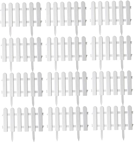 BEAHING Staccionata Bianca da 12 Pezzi, siepe con Inserti in plastica Bianca, Bordo Decorativo Protettivo Protettivo per Prato 20x12 per Giardino, paesaggistica, fattorie