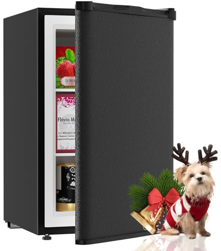 TABU 3.6 Cu Ft Upright Freezer, Compact Mini Freezer with 7 Adjustable Temperatures & Removable Shelves, Reversible Stainless Steel Door, Freestanding, Black