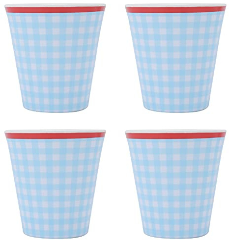 WIHFHGZ Taza de Melamina, Imitación Porcelana, 260ml, Azul Claro, Set de 4 Piezas - Resistente y Seguro, Fácil de Limpiar para Hogar y Restaurante