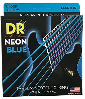 DR HiDef Blue Neon Lite-n-Heavy 009, 011, 016, 026, 036, 046 Saitensatz für E-Gitarre/fluoreszierend (leuchten im Dunkeln)