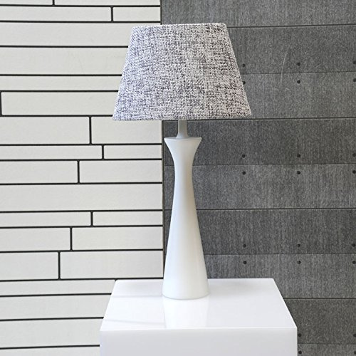 Dirk Davids Leuchten GmbH Tischleuchte Holz Matt Weiß Schirm Oval Leinen Weiß Grau 7012526