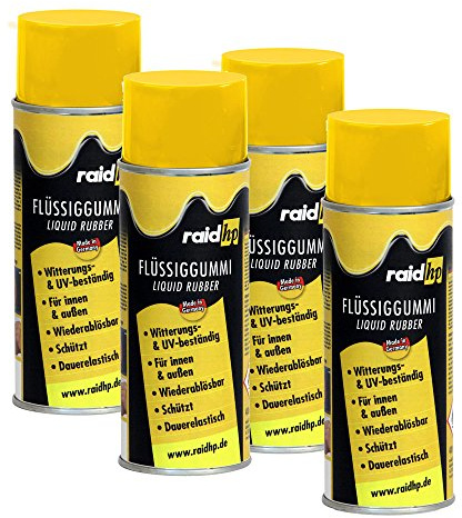 Raid HP 380264 Flüssiggummi 1600ml GELB-MATT Sprühfolie Felgenfolie. Dauerelastische Gummierung für innen und außen für Auto Boot Motorrad Quad Fahrrad Freizeit Hobby