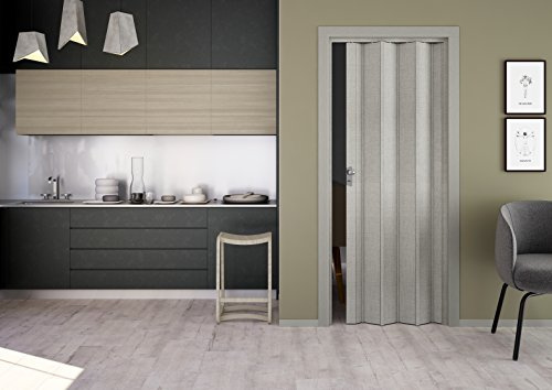 Kunststoff-Falttür Elvira 3D-Farben 202x87 cm ohne Fenster (grau gewebt)