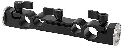 CAMVATE Abrazadera de Varilla de Doble Puerto de 15 mm y 19 mm con Soporte de Roseta M6 para Plataforma de Hombro