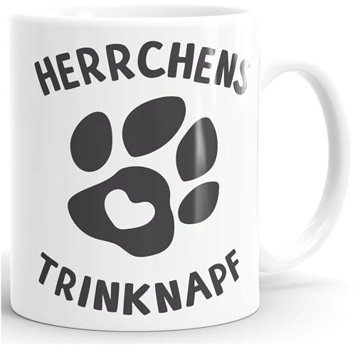MoonWorks® Kaffee-Tasse Spruch Herrchens Trinknapf Hundepfote-Motiv Becher Bürotasse Tasse Hunde-Liebhaber Weiss unisize