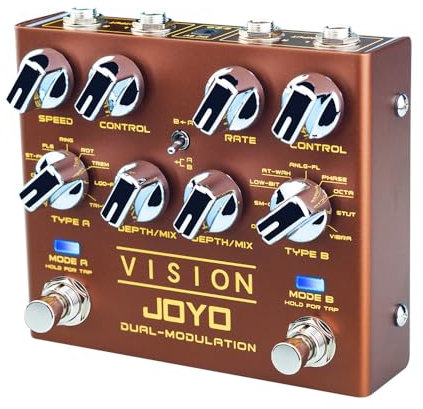 JOYO Modulation Multieffektpedal R-Serie, Zweikanal-Stereo-Eingang und -Ausgang, 9 Effekte für E-Gitarre (Vision R-09)