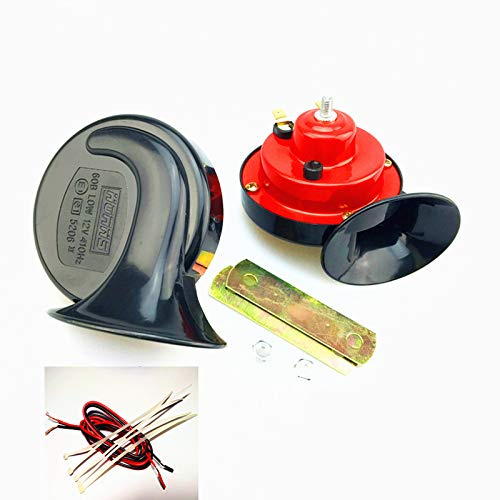 YIYDA Corno per auto Car Horn Corno per camion 135DB Corno elettrico forte 1 paio universale per aria Corno rosso a doppio tono Corno impermeabile Alto e basso tono con staffa per 12V moto auto ecc