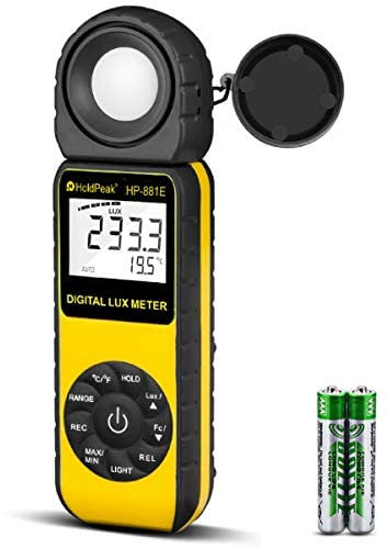 GMtes Light Meter- Digital Illuminance/Light Meter with 0.01~300,000 Lux (0.01~30,000 FC) Measuring Ranges and 270° Rotatable Detector for LED Lights and Plants Lumen Meter