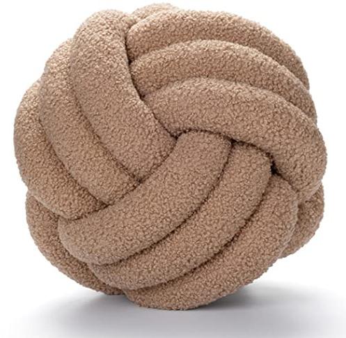 SHAIRMB Knot Pillow, Knot Cushion, Plush Cushion, Soft Knotted Cushion, Knot Ball Cushion, Decor, Bed, Room,Khaki,28cm