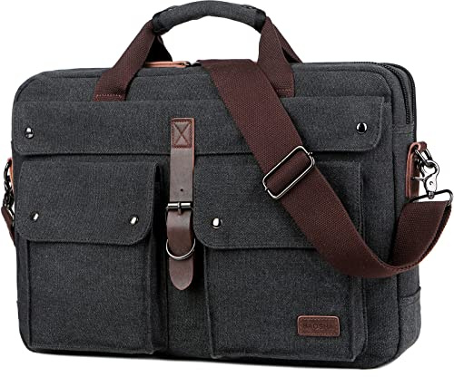 Stylish 17 inch Canvas Laptop Bag Messenger Bag Briefcase Vintage Crossbody Shoulder Bag Military Satchel for Men BC-07