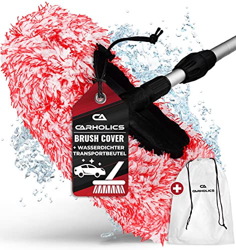 CARHOLICS® Premium Brush Cover inkl. wasserdichtem Transportbeutel I Besonders schonender Auto Waschbürstenüberzug mit maximaler Saugkraft I Bürstenüberzug für gründliche Reinigung