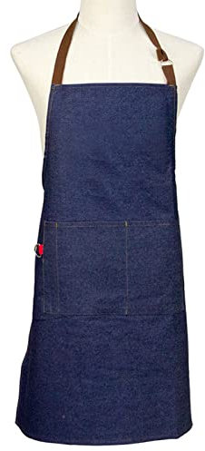 ALCKO Arbeitsschürze Herren,Canvas Jeans Schürze Wasserdicht Einstellbar, Schürzen Männer Handwerker Tischler Maler Barkeeper, Schreinerschürze Gartenschürze (Color : Blue, Size : XL)