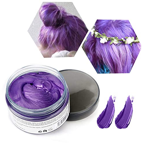 Haarwachs Temporäres Haarfarbe Wachs, Unisex Haarfärbemittel Wachs, Waschbares Pflanzenformel Mattes Natürliches Buntes Haarwachs (120g Lila)