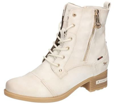 MUSTANG Damen Boot Stiefelette Reißverschluss Schnürung 1229-513, Größe:39 EU, Farbe:Beige