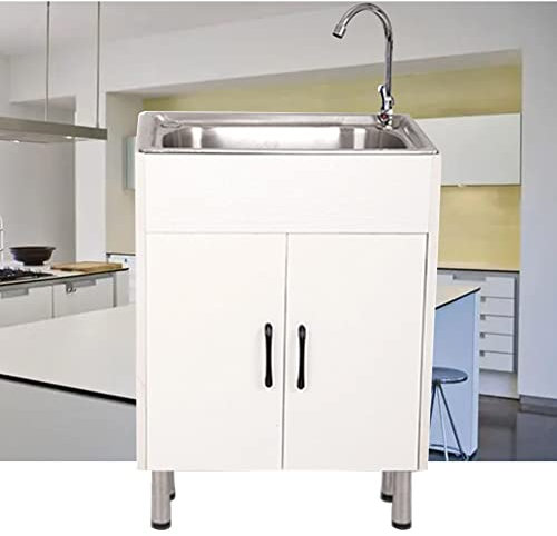 Küche Spülenschrank mit Armatur Spülenunterschrank Spültisch Küchenspüle Edelstahl Waschbecken Spülbecken Spüle Küchenunterschrank Set Unterschrank Handwaschbecken mit 2 Türen für Außen Innen ( Color