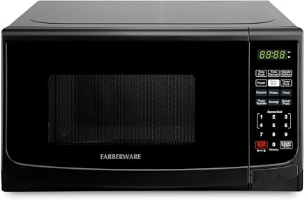 Farberware 0.9 Cu. Ft. Countertop Microwave Oven – 900 Watts Power, Auto Cook Settings, Defrost, Easy Clean and Child Safety Lock - Black