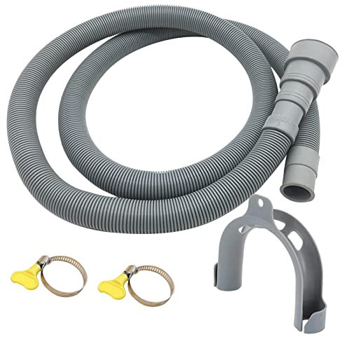 Waschmaschinen-Ablaufschlauch-Kit | Verdickte Spülmaschinenschlauchverlängerung mit Schelle - Gewellte und Flexible Waschschläuche mit U-förmigem Haken für eine einf Installation