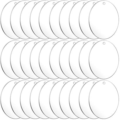 Leliafleury 30Pcs 2.5 Inch Clear Acrylic Sheets Round Acrylic Panels Circle Sheets Acrylic Discs with Hole Transparent Acrylic Plates for Picture Painting DIY Crafts Display Projects