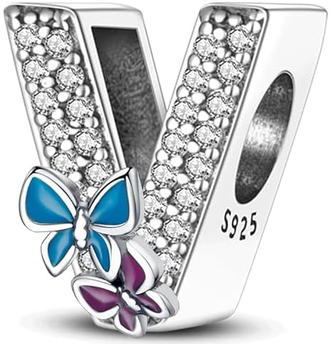 Symretie Damen Rose Gold Charm Anhänger mit Buchstaben A-Z Charms Kompatibel mit Europäischen Armbänder und Halskette