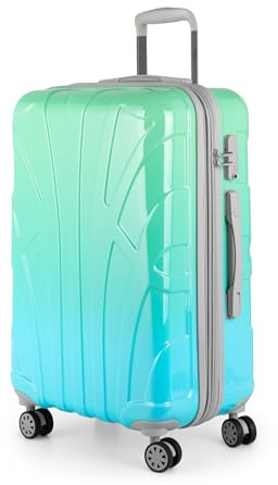 suitline - Hartschalen-Koffer Koffer Trolley Rollkoffer Reisekoffer, TSA, 66 cm, ca. 58 Liter, PC glänzend, Gradient Design Verlauf, Northern Lights