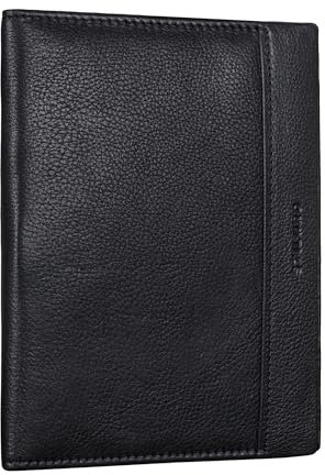 STILORD 'Bernhard' Dokumententasche A5 Leder Business Mappe Büro Organizer Konferenzmappe Echtleder Dokumentenmappe Leder Dokumentenhülle, Farbe:Obsidian schwarz