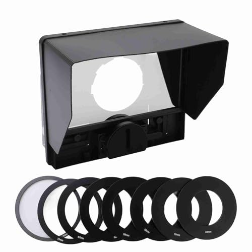 Portable Glass Teleprompter with Remote Control, Wide Angle Lens Support for Video Live DSLR Camera Tablet, Foldable Mirror, Horizontal and Vertical Shooting, ABS+ Glass Black,