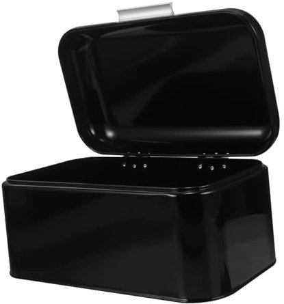PRETYZOOM Boîte à Pain Multifonction En Métal Noir Petit Format Boîte Cuisine Rétro Étanche Protection Alimentaire Rangement Compact Pour Plan De Travail