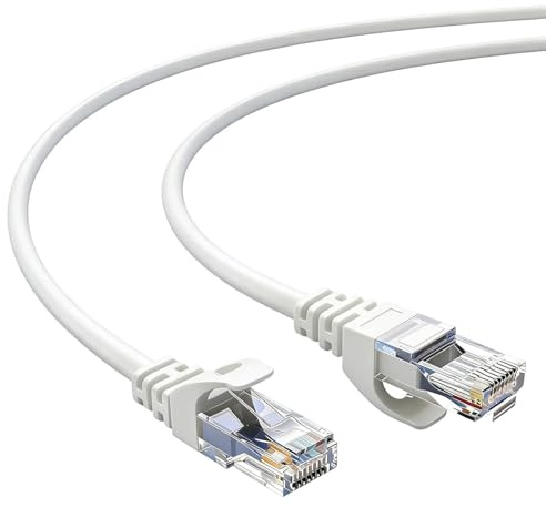 Elfcam® -Slim Cavo Ethernet Cat 6 Sottile 5m, Cavo di Rete LAN WAN Cat6 32AWG, Bianco Ultra Sottile (5 Metri)