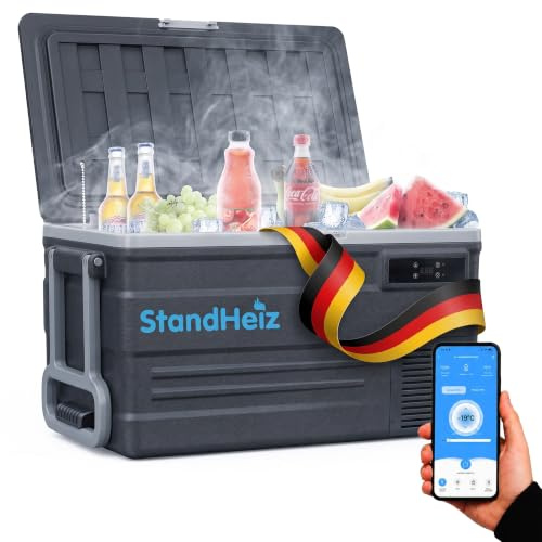 Kompressor Kühlbox 75L 12V 24V 230V APP-Steuerung Tragbare Auto Leise Kühlbox mit Gefrierfunktion bis -20°C, Leise Camping Kühlschrank für Auto, LKW, Wohnmobil, Camping